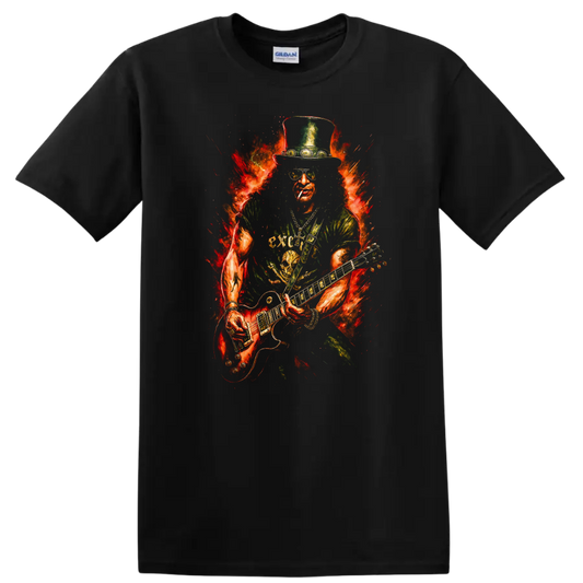 Retro Rock Heavy Metal Guitar Legend T Shirt for Music Fans - Black