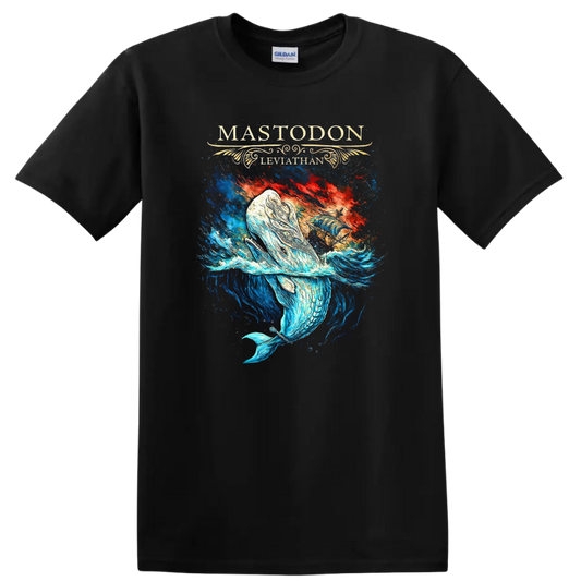 Mastodon Leviathan Retro Heavy Metal Album Art T Shirt - Black