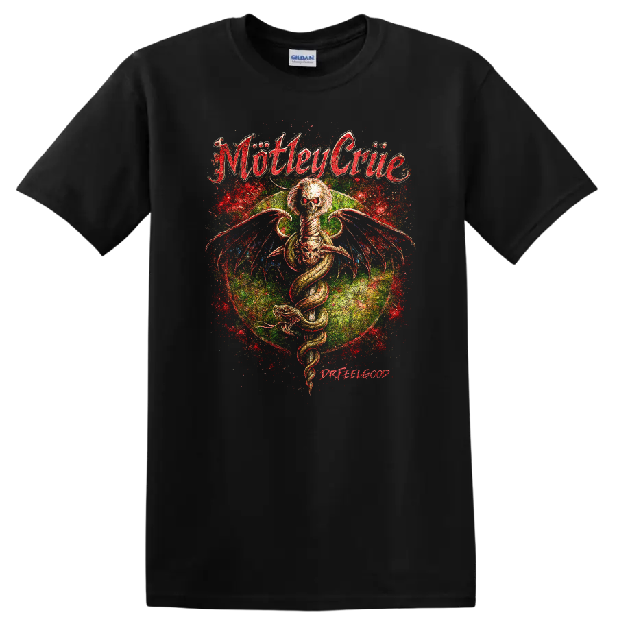 Motley Crue Retro Heavy Metal Album Cover Legend Style T Shirt - Black