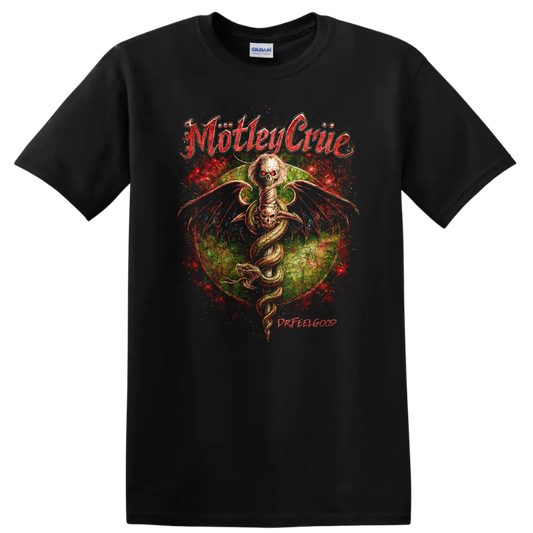Motley Crue Retro Heavy Metal Album Cover Legend Style T Shirt - Black