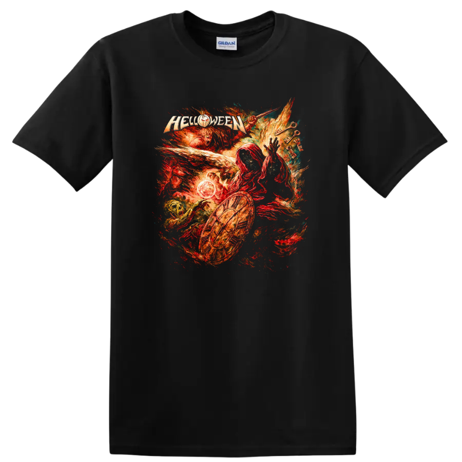 Retro Heavy Metal Helloween Album Cover Legend T Shirt for Rock Fans - Black