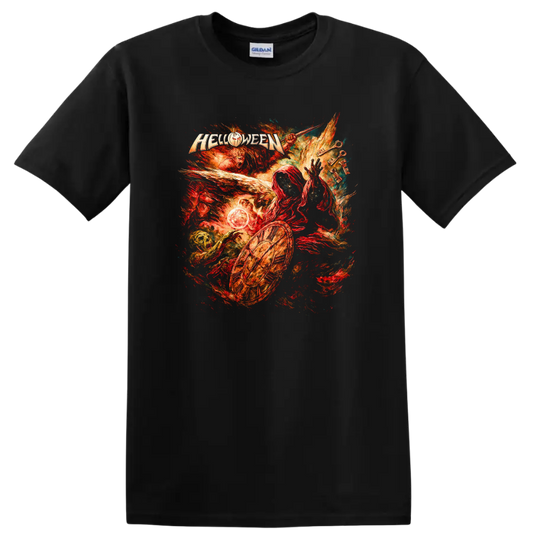 Retro Heavy Metal Helloween Album Cover Legend T Shirt for Rock Fans - Black