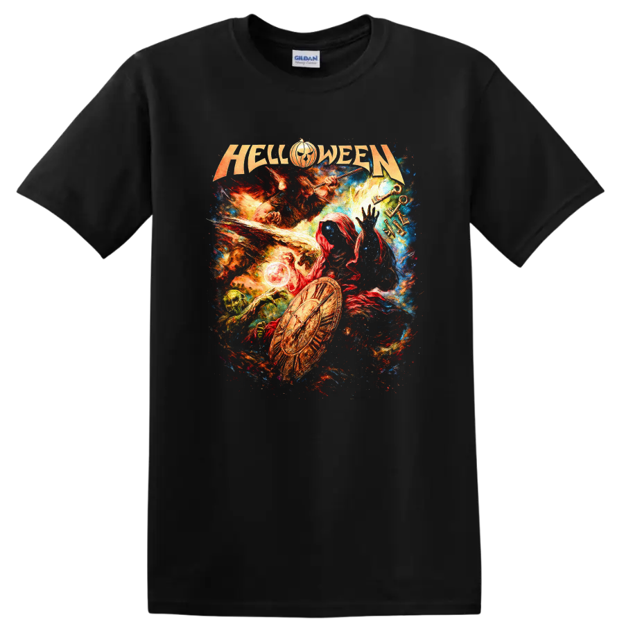 Halloween Heavy Metal Retro Rock Album Cover Style T Shirt - Black