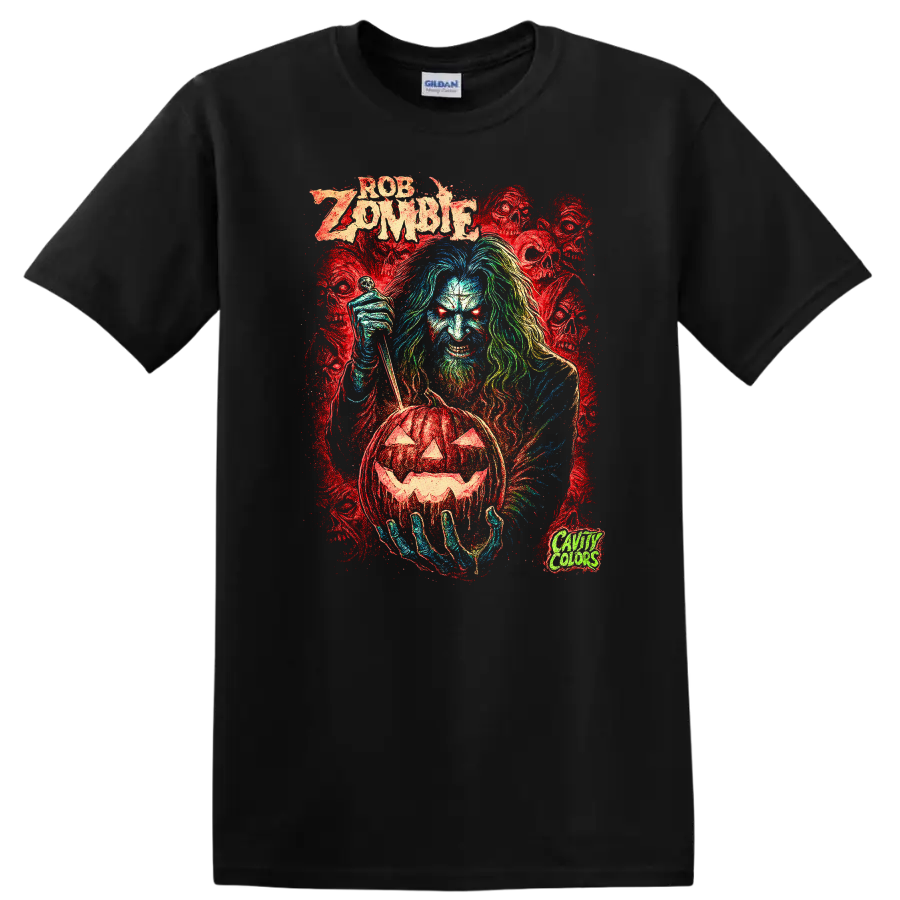 Retro Zombie Rock Legend Album Cover T Shirt Heavy Metal Horror Graphic - Black