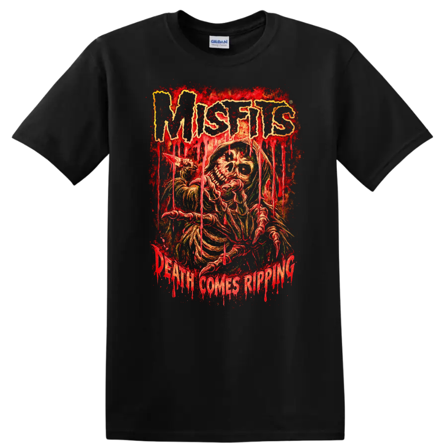 Misfits Horror Skull Heavy Metal Retro Rock T Shirt - Black