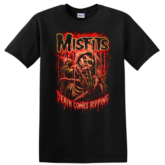 Misfits Horror Skull Heavy Metal Retro Rock T Shirt - Black