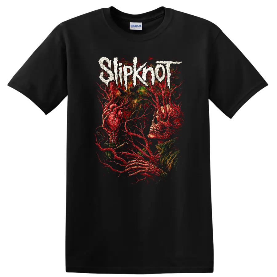 Slipknot Heavy Metal Band Logo Style T Shirt Retro Rock Graphic - Black