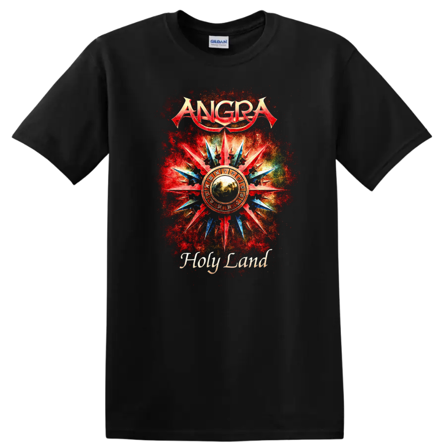 ANGRA Holy Land Retro Heavy Metal Album Art T Shirt - Black