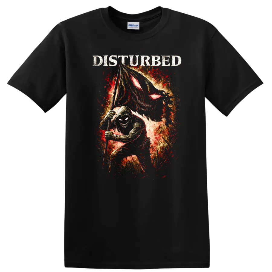 Disturbed Heavy Metal Album Style Skull Reaper Graphic T Shirt - Black