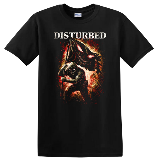 Disturbed Heavy Metal Album Style Skull Reaper Graphic T Shirt - Black