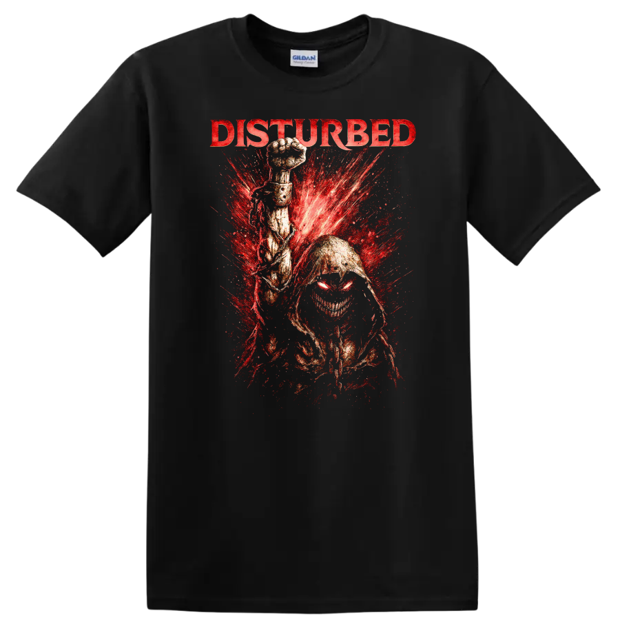 Disturbed Heavy Metal Band Style Graphic T Shirt Retro Rock Legend - Black