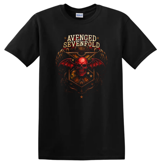 Avenged Sevenfold Retro Heavy Metal Skull Wings T Shirt - Black