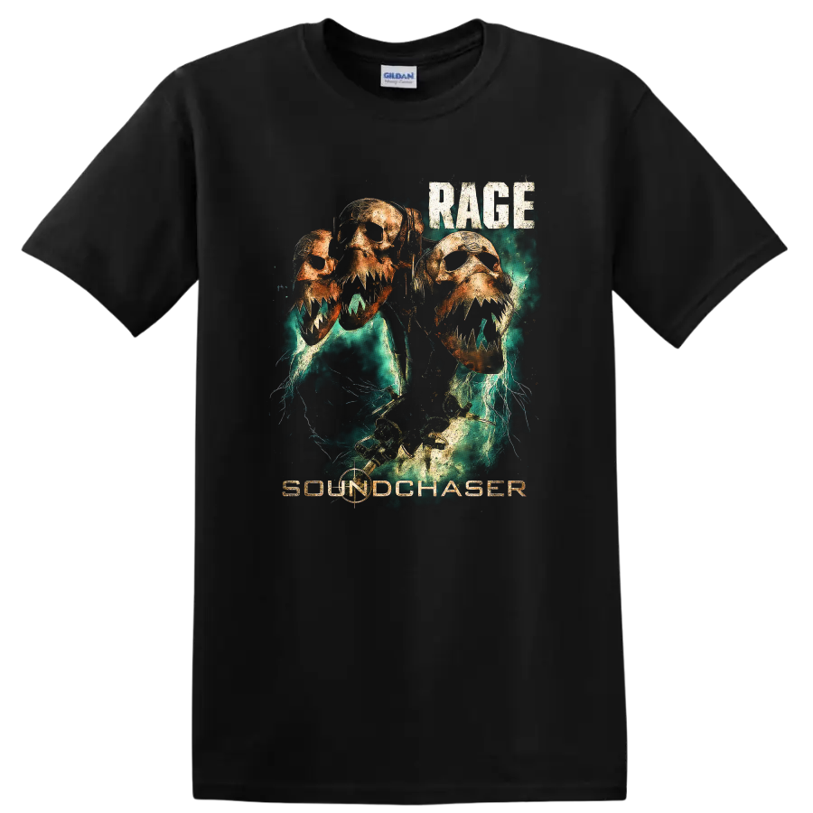 Rage Soundchaser Retro Heavy Metal Skull T Shirt Album Cover Style - Black