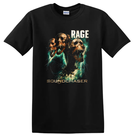 Rage Soundchaser Retro Heavy Metal Skull T Shirt Album Cover Style - Black
