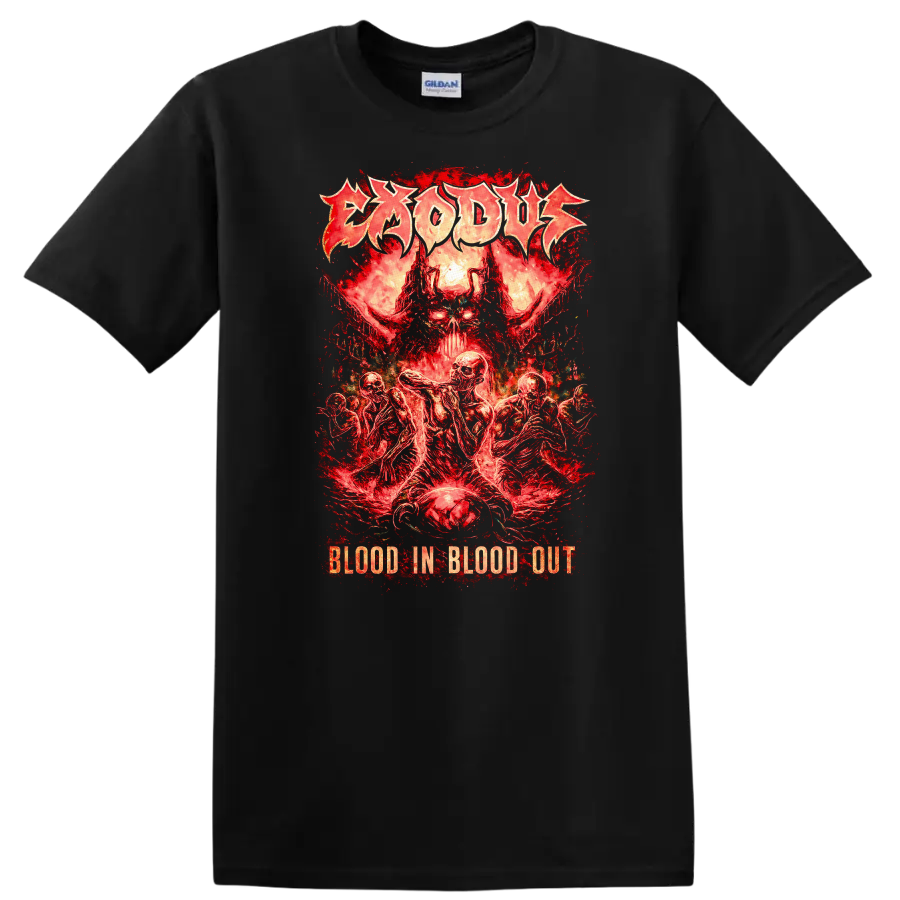 Blood In Blood Out Retro Heavy Metal Skull T Shirt - Black