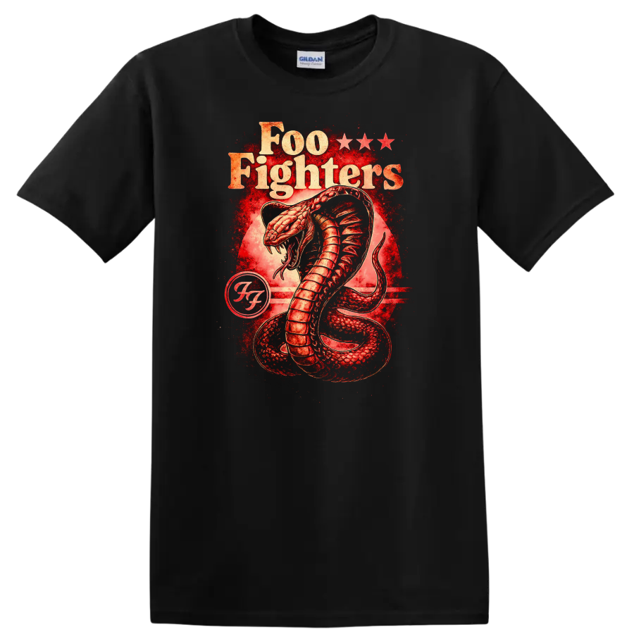 Foo Fighters Retro Heavy Metal Cobra Album Cover Style T Shirt - Black