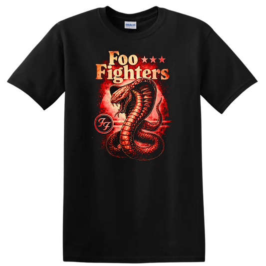 Foo Fighters Retro Heavy Metal Cobra Album Cover Style T Shirt - Black