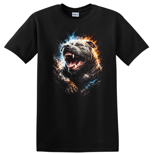 Electric Pit Bull Lightning Burst Graphic T Shirt for Dog Lovers - Black