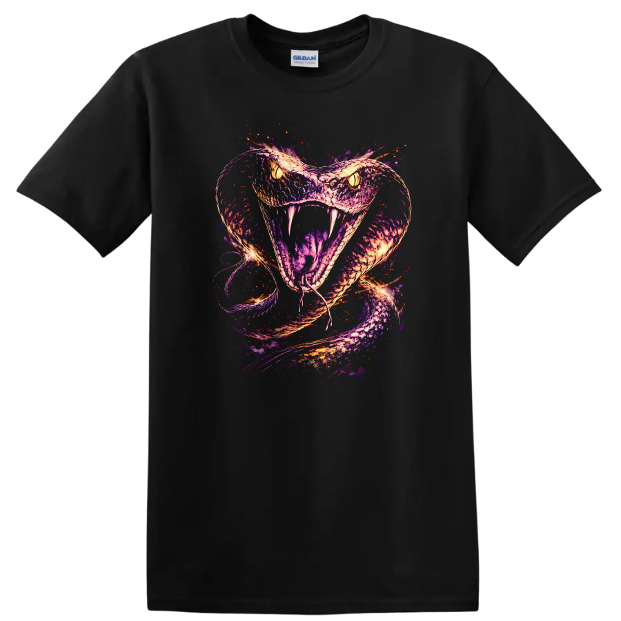 Neon Snake Cobra Watercolor Glow Animals T Shirt - Black