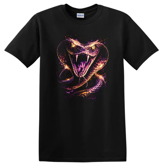 Neon Snake Cobra Watercolor Glow Animals T Shirt - Black