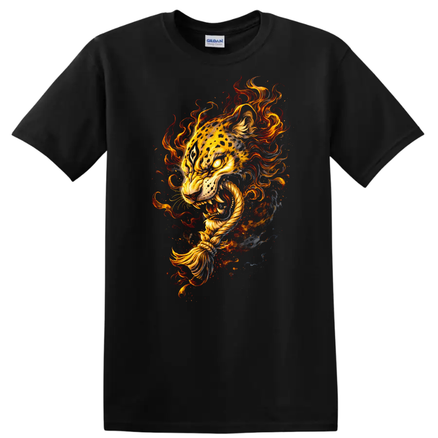 Fiery Tiger Head Art T Shirt Fierce Animal Graphic for Bold Style - Black