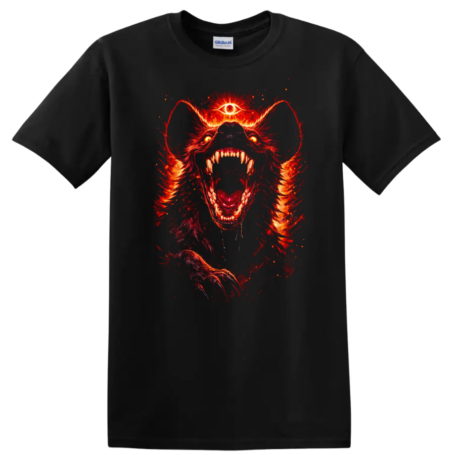 Fiery Red Wolf Beast Howling Graphic T Shirt for Animal Lovers - Black