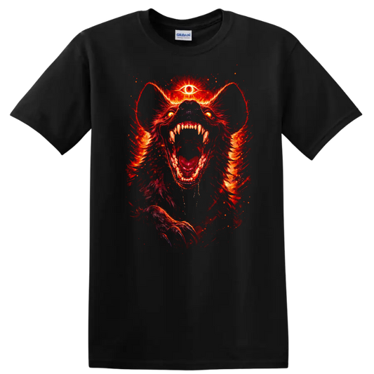 Fiery Red Wolf Beast Howling Graphic T Shirt for Animal Lovers - Black