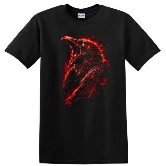 Fiery Red Eagle Head Graphic T Shirt Fierce Animal Art - Black