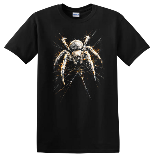 Colorful Spider Webburst Graphic T Shirt for Animal Art Lovers - Black