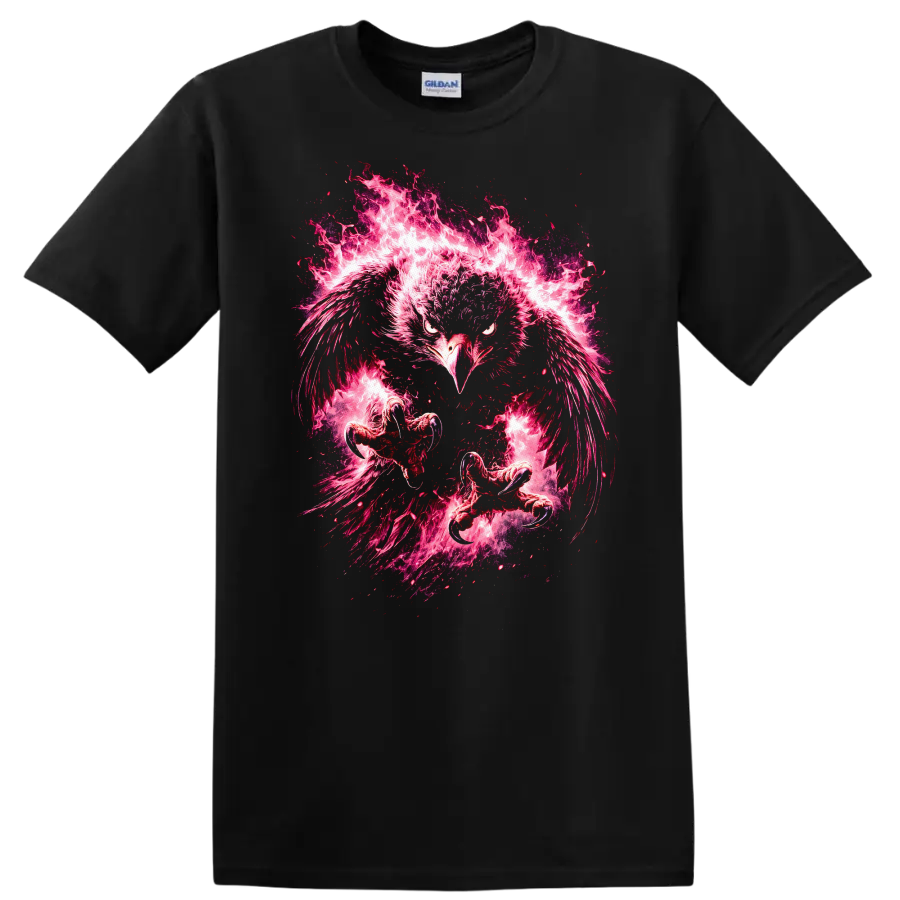 Fierce Flaming Phoenix Bird Graphic T Shirt for Bold Animal Lovers - Black