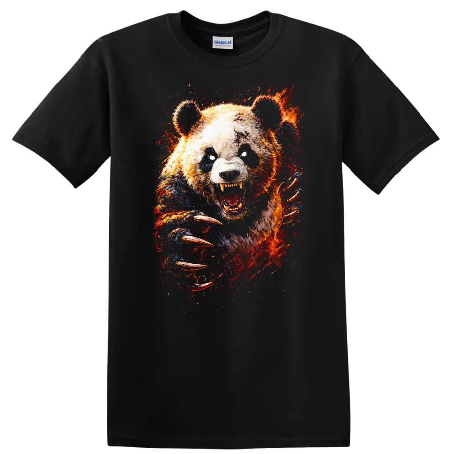 Fierce Grizzly Bear Roaring Abstract Wildlife Art T Shirt - Black