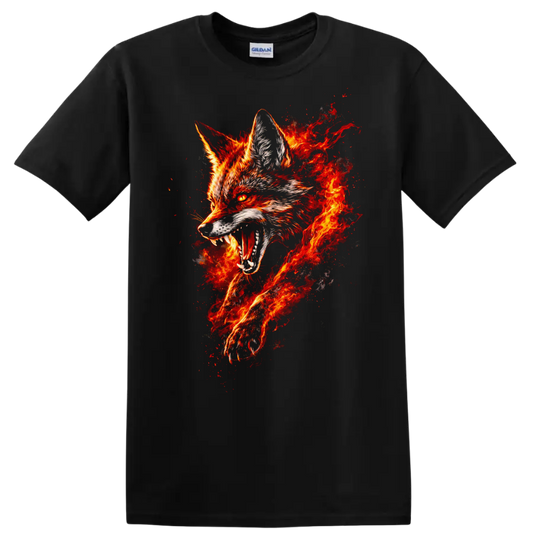 Fiery Fox Head Animals Graphic T Shirt for Bold Wildlife Style - Black