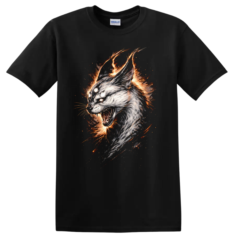 Fierce Flame White Tiger Head T Shirt for Animal Lovers - Black