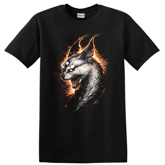 Fierce Flame White Tiger Head T Shirt for Animal Lovers - Black
