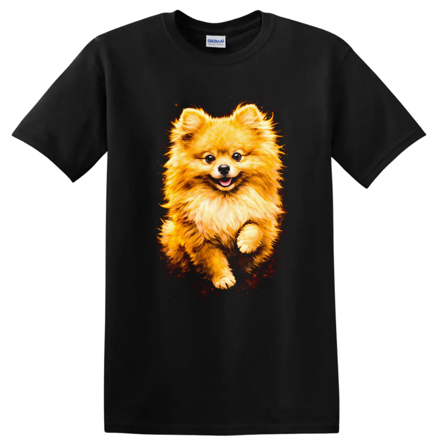 Fluffy Pomeranian Dog Portrait Cute Breed Lover T Shirt - Black