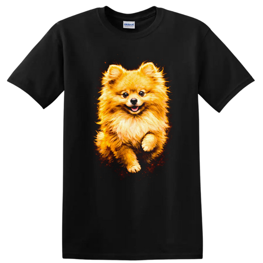 Fluffy Pomeranian Dog Portrait Cute Breed Lover T Shirt - Black