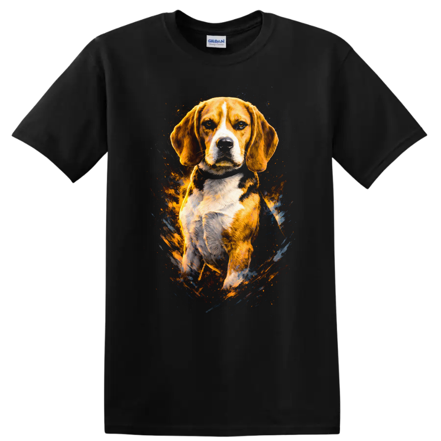 Beagle Dog Splash Art T Shirt Colorful Breed Portrait Gift - Black