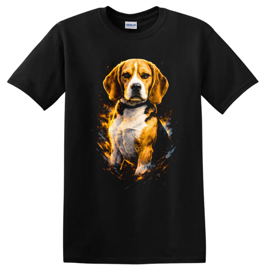 Beagle Dog Splash Art T Shirt Colorful Breed Portrait Gift - Black