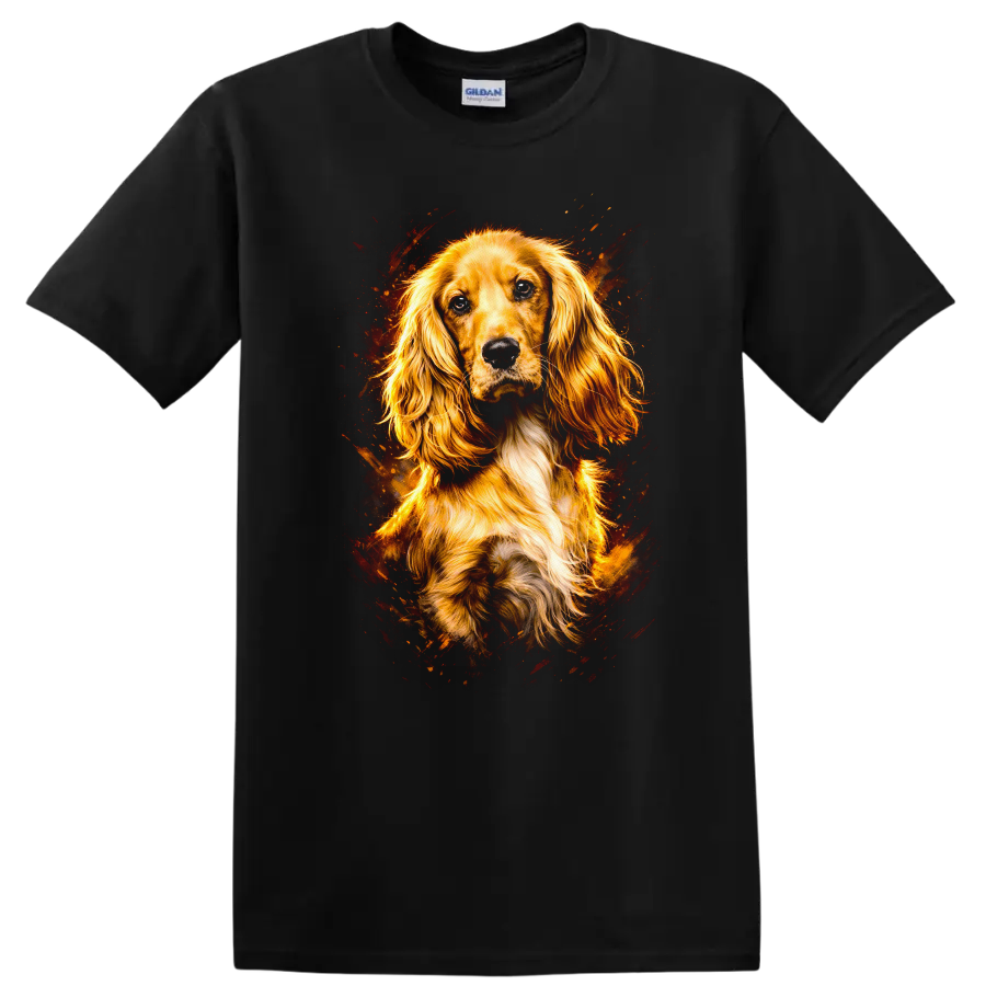 Golden Spaniel Portrait Dog Lover T Shirt for Breed Fans and Pet Owners - Black