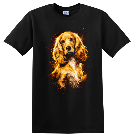 Golden Spaniel Portrait Dog Lover T Shirt for Breed Fans and Pet Owners - Black