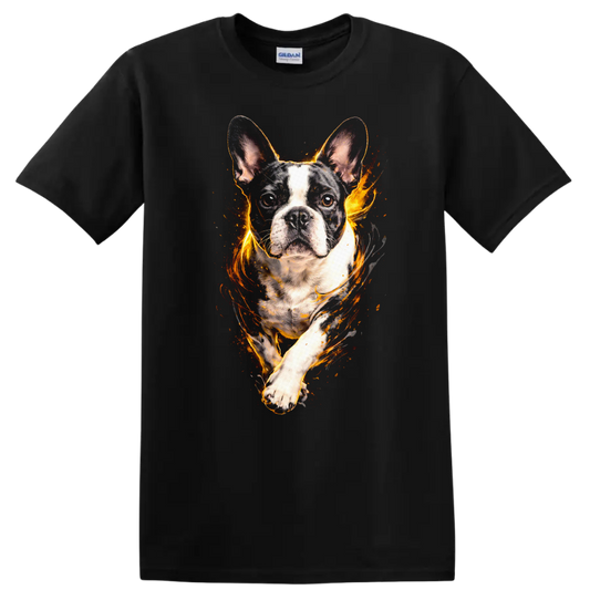 French Bulldog Fire Glow Portrait T Shirt for Dog Lovers - Black