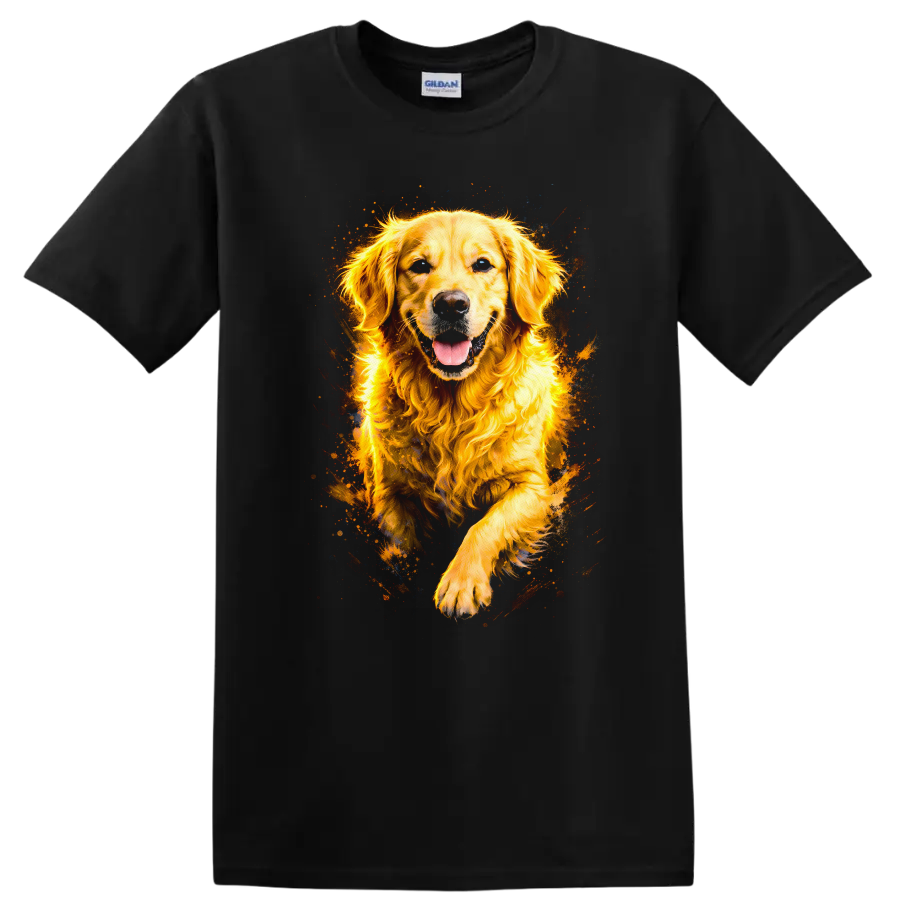 Golden Retriever Dog Splash Art T Shirt for Dog Lovers Unisex - Black