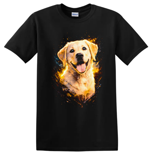 Golden Retriever Dog Splash Art T Shirt for Dog Lovers - Black