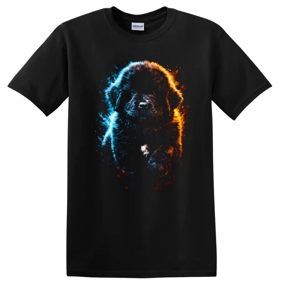 Color Splash Puppy Portrait T Shirt for Dog Lovers and Pet Owners on a Black T Shirt