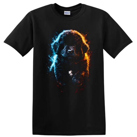 Color Splash Puppy Portrait T Shirt for Dog Lovers and Pet Owners on a Black T Shirt