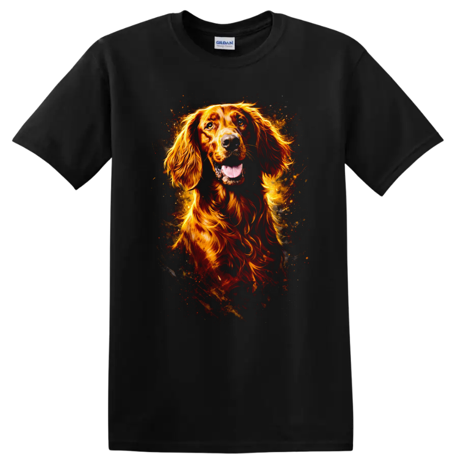 Golden Retriever Portrait Fire Glow T Shirt for Dog Lovers - Black