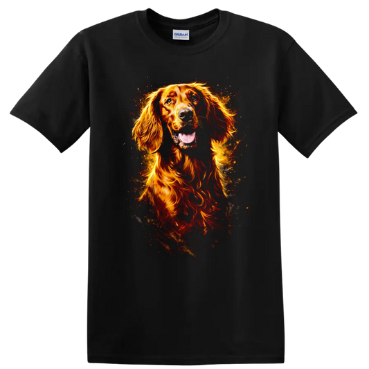 Golden Retriever Portrait Fire Glow T Shirt for Dog Lovers - Black
