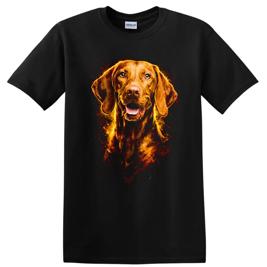 Liver Chestnut Dog Portrait T Shirt Bold Fire Splash Pet Lover Tee - Black