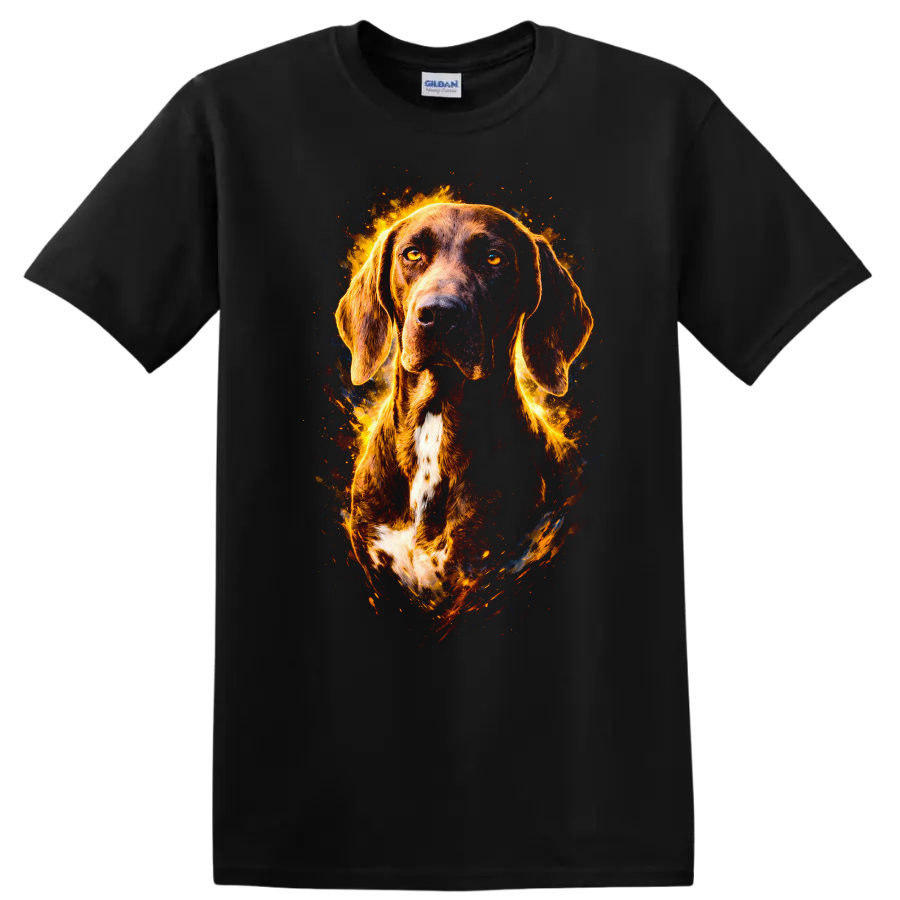 German Shorthaired Pointer Fire Glow Portrait T Shirt - Black