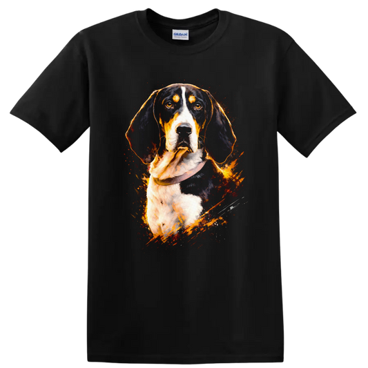 Watercolor Hound Dog Portrait T Shirt for Dog Lovers on a Black T Shirt